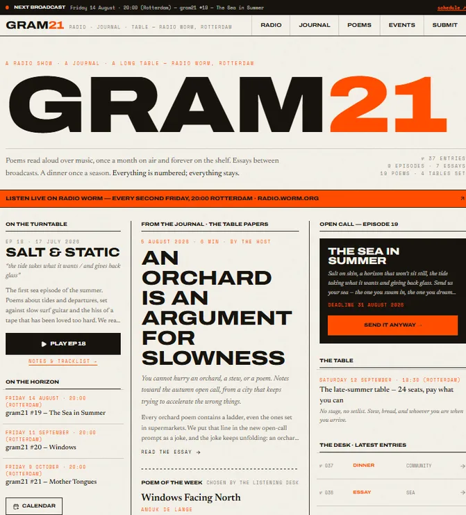 GRAM21 website design